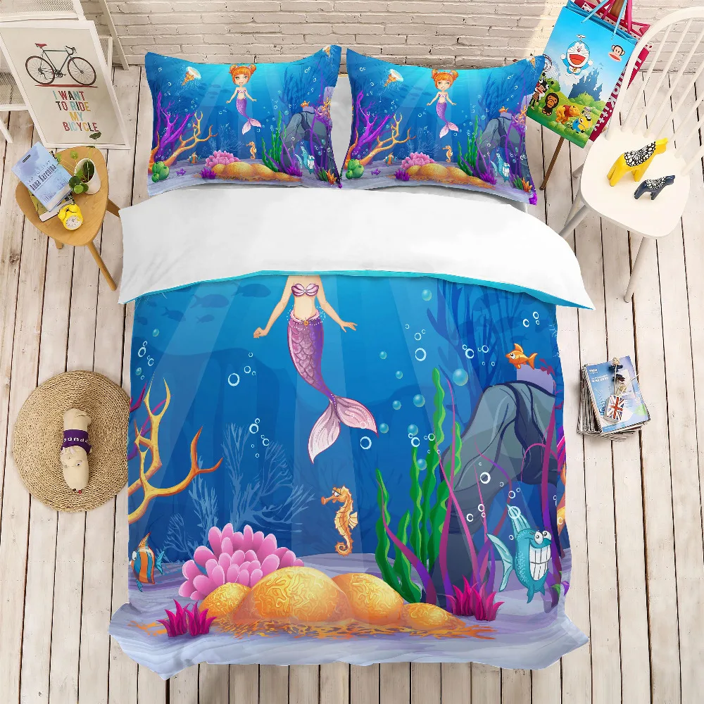 

MUSOLEI 3D Duvet Cover Set Mermaid seabed Soft Bed Bedding Set Twin Queen King Size