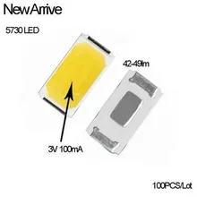 Big Clearance SMD 5730 LED 500Pcs 4000K(Nature White) 3.2-3.4V 100ma 50-55lm 120lm/w Fast Delivery Free Shipping