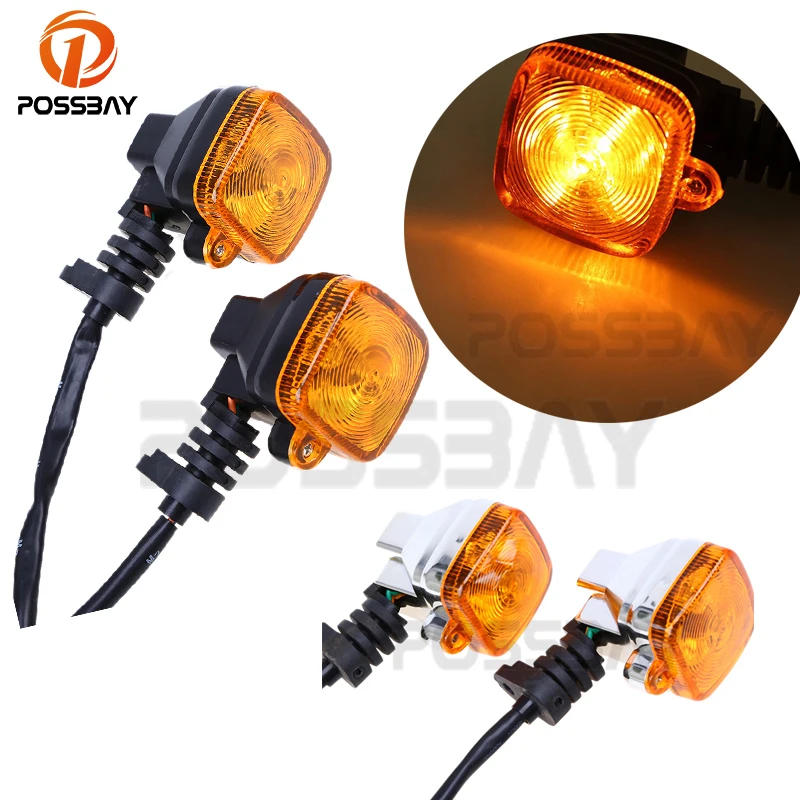 

POSSBAY Chrome Universal Motorcycle Turn Signal Light Indicatior For Honda Yamaha Suzuki Cafe Racer Lights Motocicleta MTB