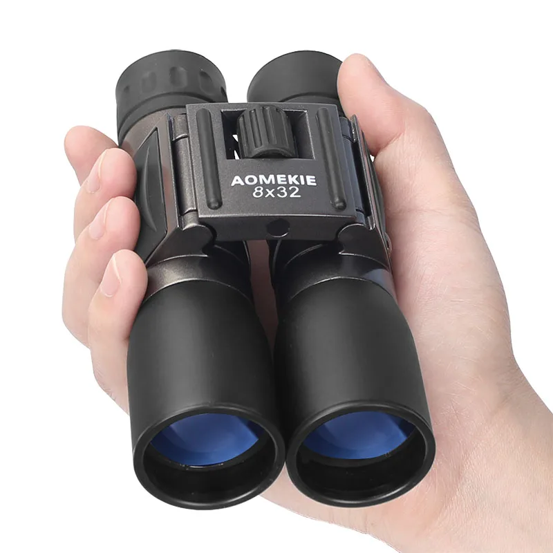 8X32 Binculars HD Оптическое стекло FMC объектив Открытый наблюдения за птицами охотничий телескоп складной компактный размер металлическая рамка