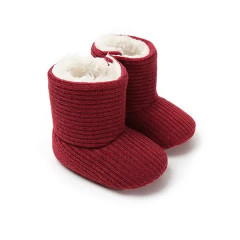 

Baby Boys Girls Knitted Fur Boots Toddlers Soft Sole Short Warm Soft Snow Boys Girls Boots Shoes 0-18 Months