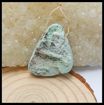 

Sale 1Pcs Natural Stone Drusy Hemimorphite Side Dirlled Necklace Pendant 31x23x10mm 10.5g