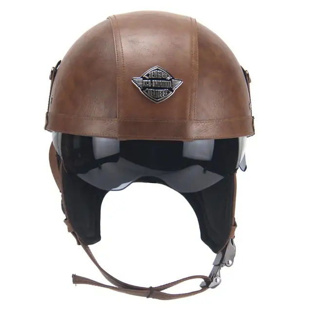 Harley Motorcycle Helmets Retro Personality Unisex Half-helmet Summer Pedal Motorcycle Cruiser Leather Helmet Protector Kit