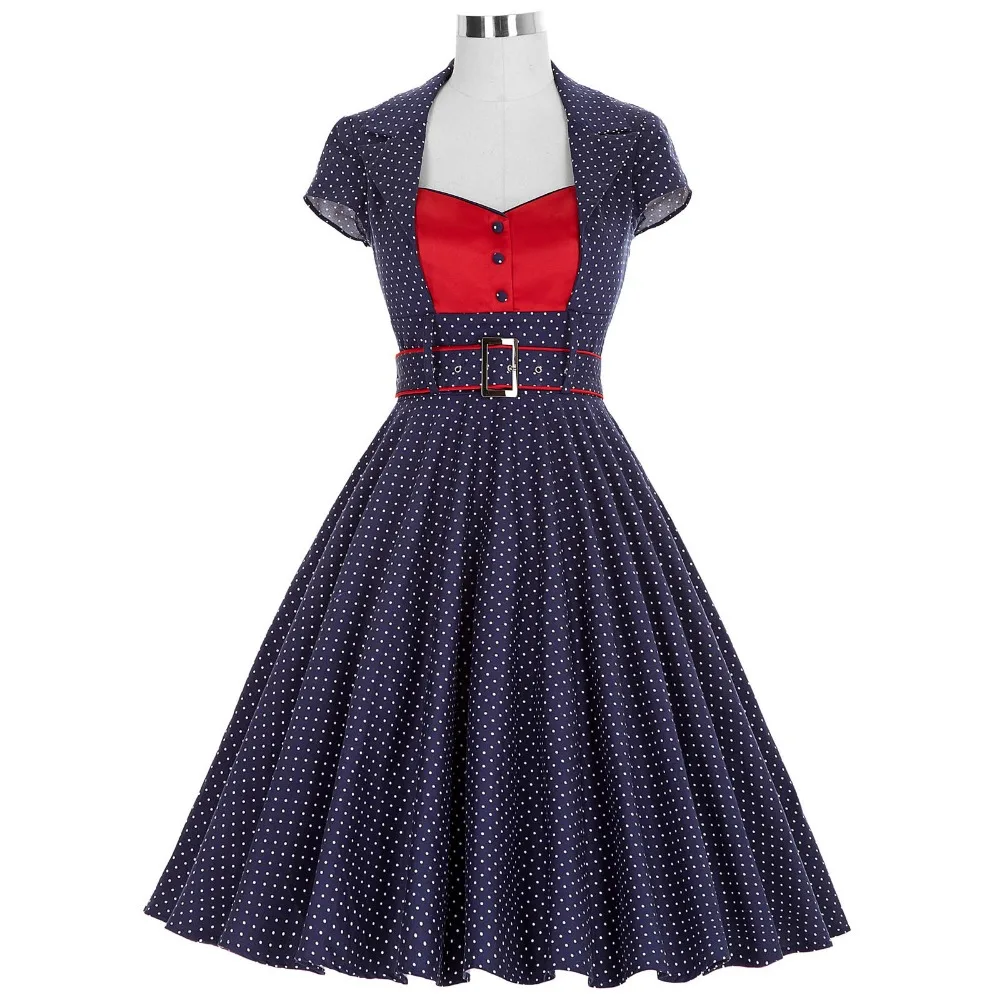 Hepburn Vintage Dress Elegant Party Button Dresses With Belts For Women