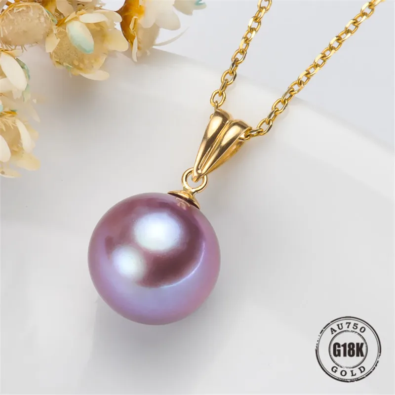 

DIY Accessories AU750 G18K Yellow Gold Pendant Jewelry Findings Blank Pendants Bracket Natural Pearl Cap Bracket