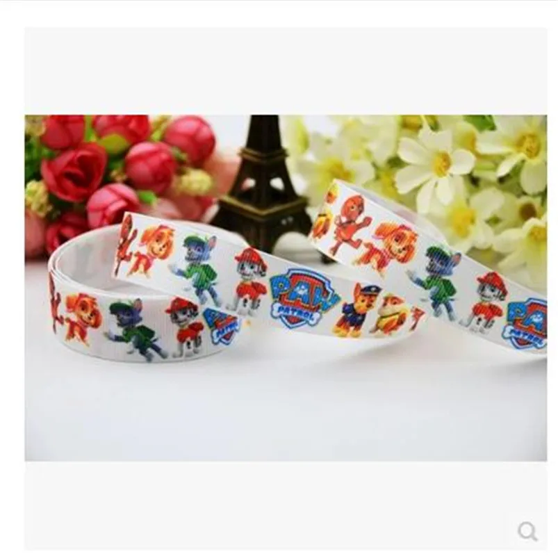 

2.2 cm double color printing high-density threading ribbon dog series silk wedding baking packaging ribbon 5 yards