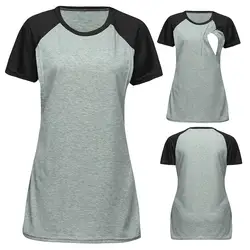 Одежда для беременных женщин для беременных с коротким рукавом, удобная многослойная футболка для кормления грудью, Одежда для беременных