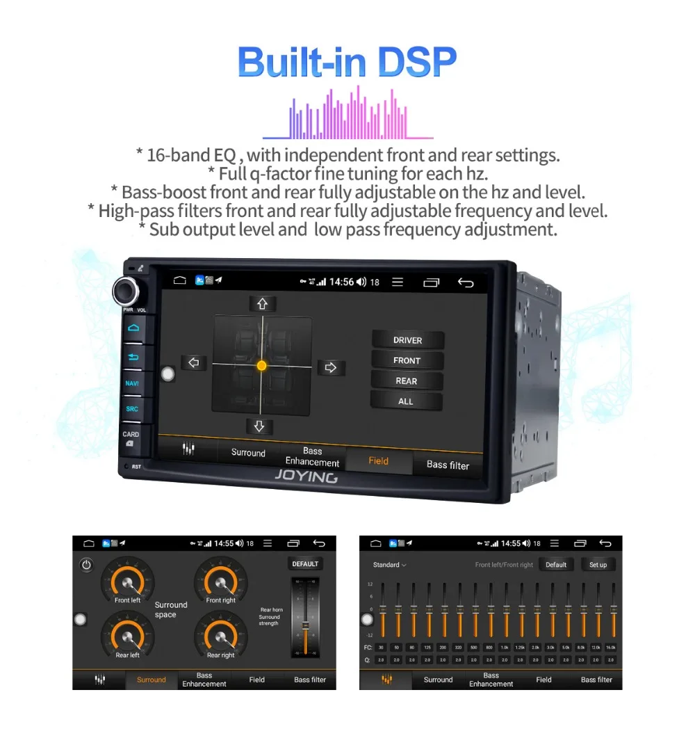 Top JOYING 2 din car radio autoradio universal 4GB+64GB GPS support SIM Card Android 8.1 Octa Core 7inch HD screen DSP WIFIfor Honda 13