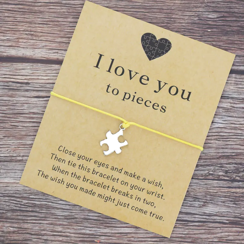 Love You To Pieces пазл Wish Bracelet Jigsaw Шарм браслет друг шнур браслет для женщин мужчин головоломки Ювелирные изделия Подарки