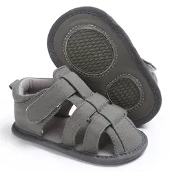 Летние для новорожденных Обувь с прорезями для мальчиков Повседневное дышащие сандалии Тапочки для малышей Prewalker сандалии 0-18 м