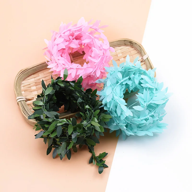 

2 Meters Silk Christmas Leaf Artificial green Leaves For Wedding home Decor DIY Wreath Gifts box Scrapbooking Craft Fake Flower