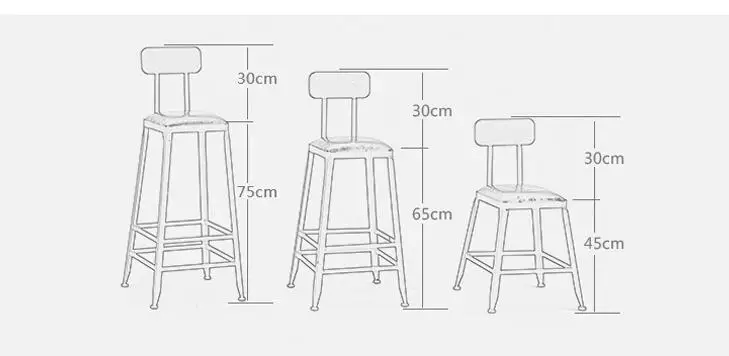 Железный арт барный стул современный и контрактный для семейного использования стул обратно еда табурет кафе барный стул