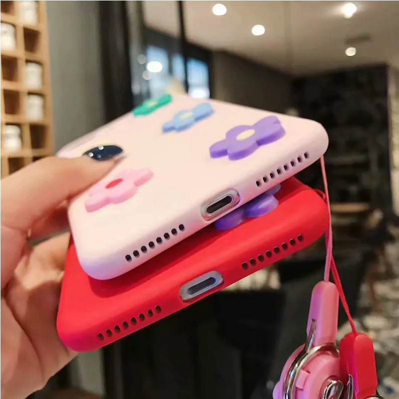 Мягкий чехол для телефона с объемными цветами iphone Xi Max Xir 5 SE 6 6S 7 8 PLUS X XS MAX накладка