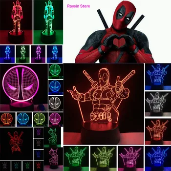 

Amroe 2019 Hot Movie Figure Marvel Anti Hero Deadpool Action Figure 7 Color Change Mood Night Light Man Boys Bedroom Decor Gifts