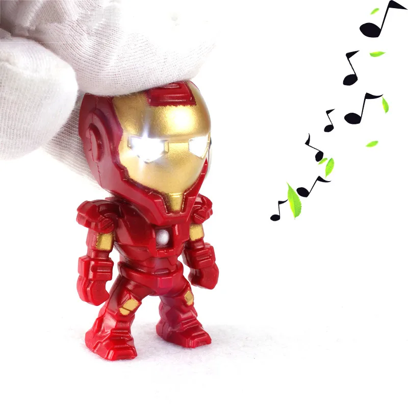 

Classic Iron Man Pendant Keychain The avengers alliance LED keychain Mini PVC Action Figure with LED Light & Sound keyrings