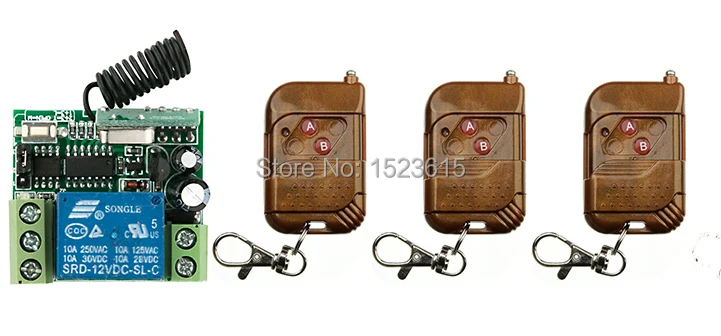 

NEW DC12V 1CH 10A wireless remote control switch system teleswitch 3X Transmitter + 1X Receiver relay smart house z-wave