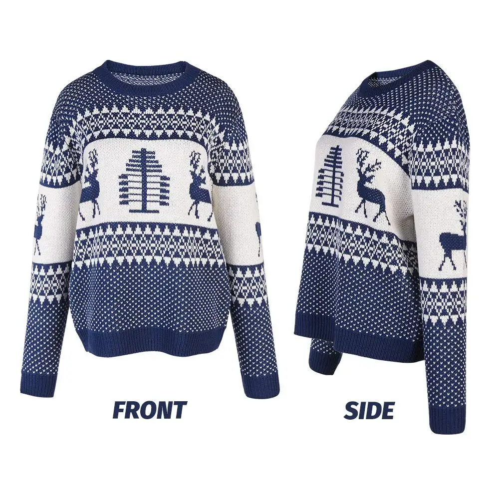 Patterns Reindeer Ugly Christmas Knitted Sweater Pullover 2019 Winter New Women Long Sleeve O-neck Jumper Knitwear Casual Female