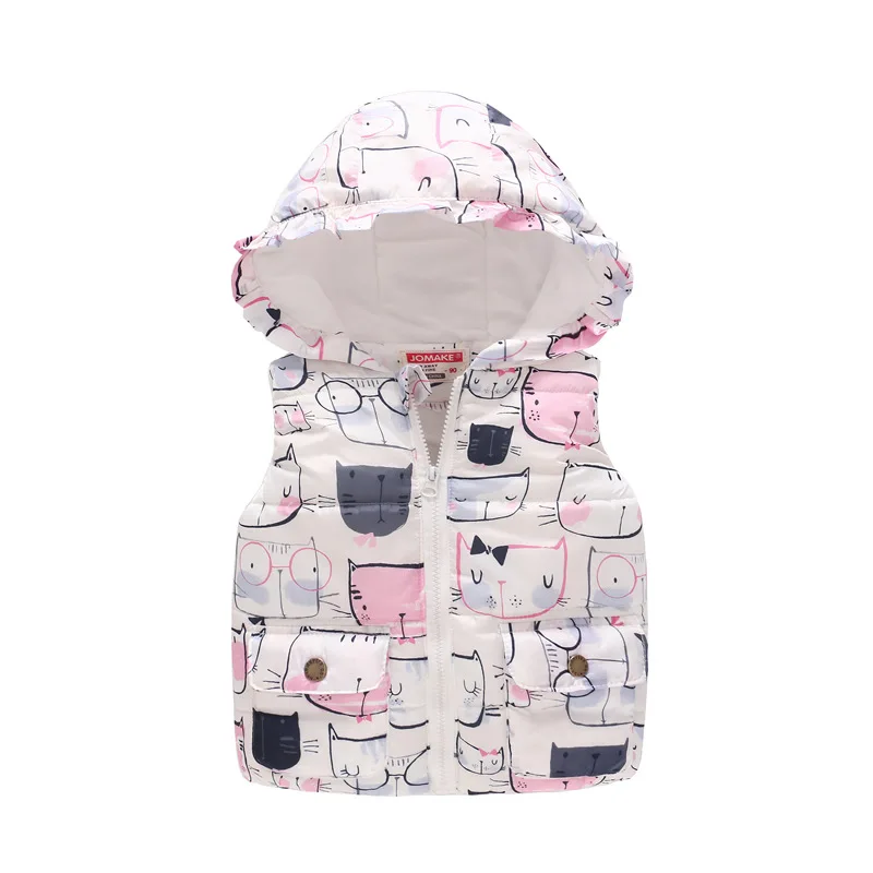 

Autumn 2018 New Fashion Cute Cartoon Pattern Girls Vest Sleeveless Hooded Jackets Sweet Baby Girl Clothes Toddler Kids Waistcoat