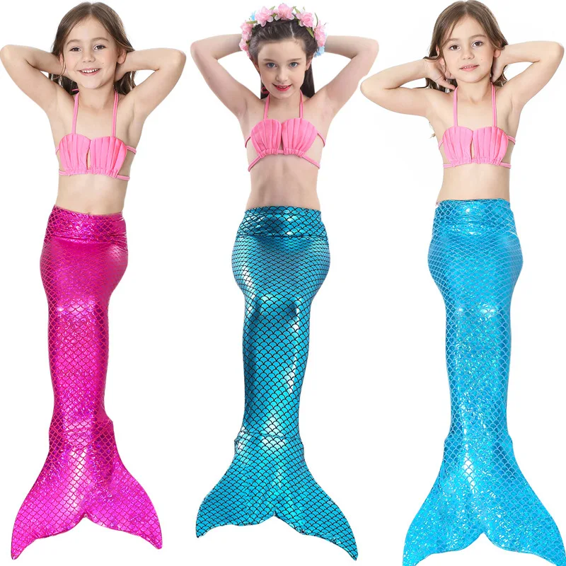 Duosilin Mädchen Meerjungfrauenschwanz Bikini Set Mermaid Tail zum Schwimmen mit Meerjungfrau Flosse