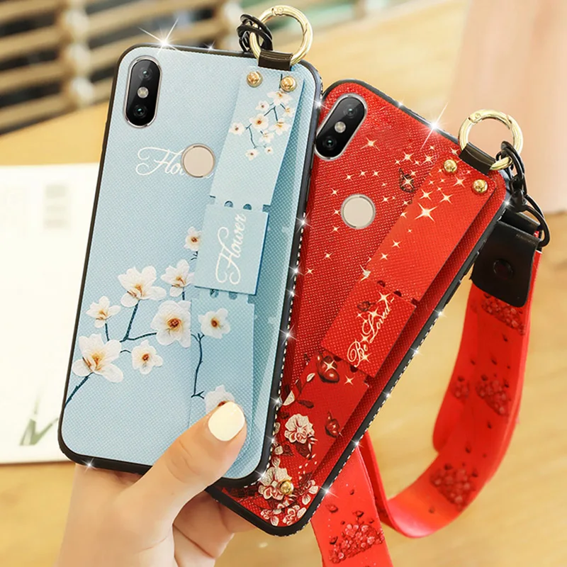 

YueTuo Diamond holder case for xiaomi redmi 7 7A note 7 pro 7s note7 original luxury Wrist Strap soft tpu coque phone back cover