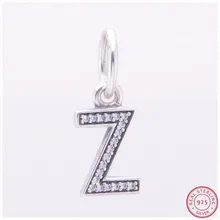 Dazzing модные подвески с надписью «z' с прозрачным CZ DIY Fit PANDORA Подвески Серебро 925 для женщин ювелирных изделий LW350Z