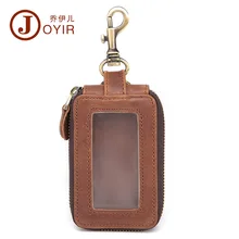 Joyir мужчин Натуральная кожа для ключей двойной молнии высокой емкости многофункциональный ключ бумажник человек повседневная винтажная случае ключ мужской