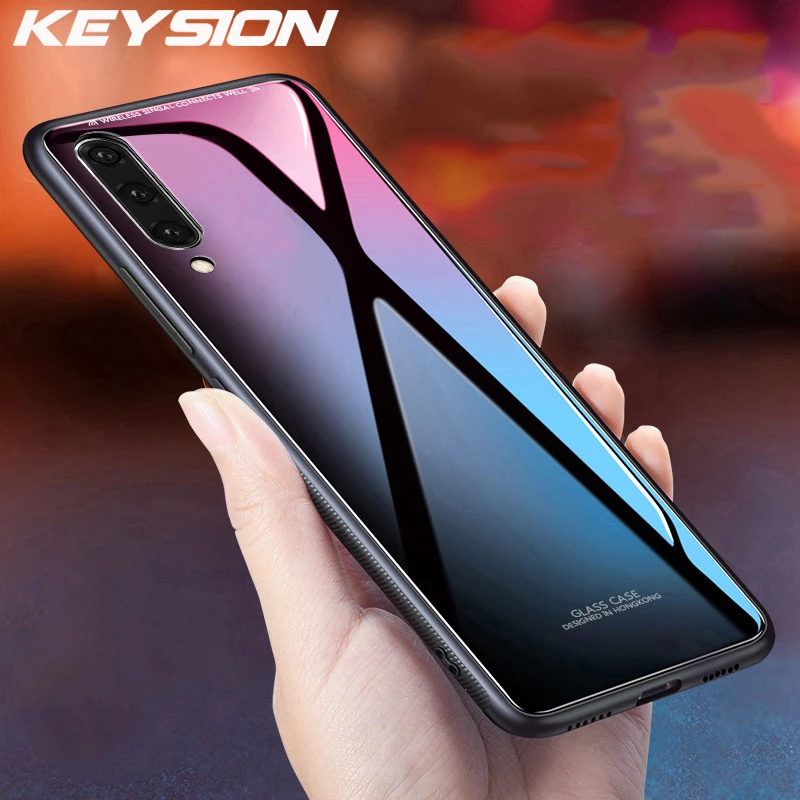 

KEYSION for Xiaomi Mi 9 SE 8 A2 Case Luxury Tempered Glass Soft Silicone for Xiaomi Mi9 Mi 8 A2 Lite Shockproof Hard Phone Cover