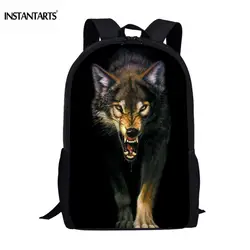 INSTANTARTS 16 дюймов детей рюкзаки 3D печать сталкинг волк подросток повседневное открытый большой сумки на плечо рюкзак для путешествий