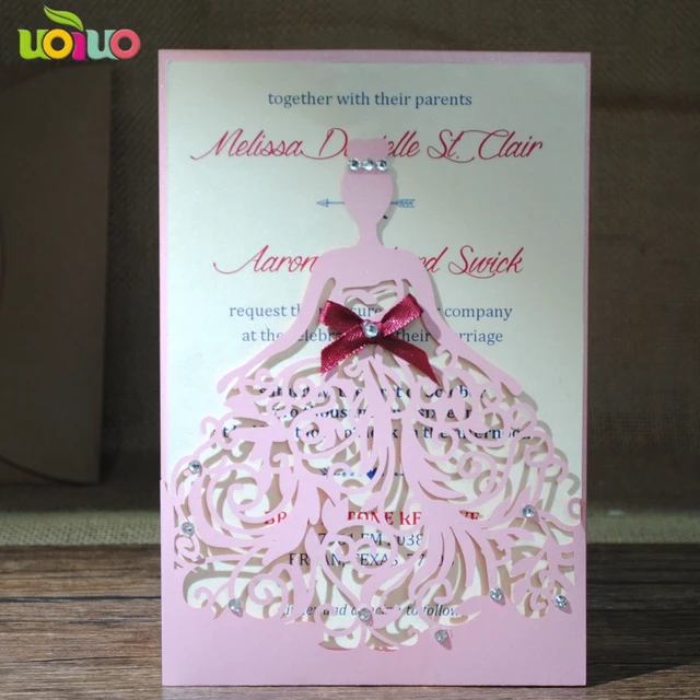 Aliexpress Diy Customzied Inc193 Europe Wedding Diy Customzied Inc193 Europe Wedding Invitations Card Pink Invitation Tied Bow