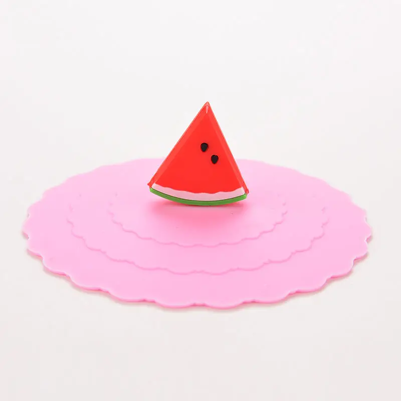 1 шт силиконовый чехол для чашки Прекрасный Анти-пыль крышка для чашки фруктов герметичная кофейная Крышка для чашек Крышка герметичная Герметичная крышка для чашек - Цвет: Pink Watermelon