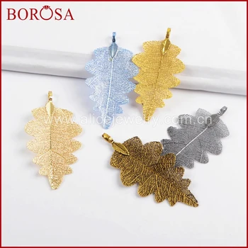 

BOROSA 20PCS Titanium Leaf Charm For Jewelry Making,Mixed Color Metal Charms Pendant for Women DIY Earrings/Necklace WX928