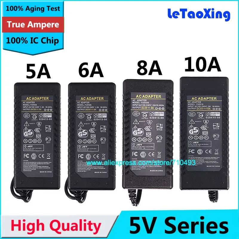

AC DC Power Adapter 5V 5A 6A 8A 10A Charger Transformer, 5V 25W 60W 40W 50W Powe Supply With IC Chip