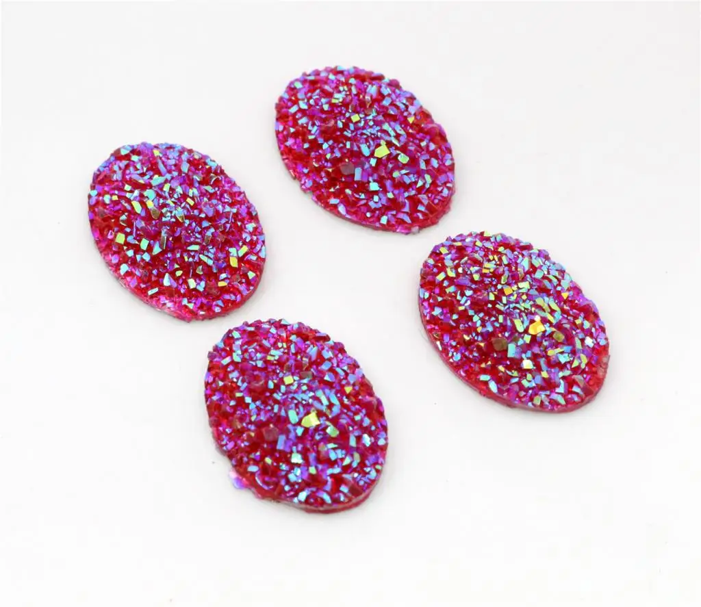 

New Fashion 10pcs 18x25mm Red AB Colors Natural ore Style Flat back Resin Cabochons For Bracelet Earrings accessories-T4-18