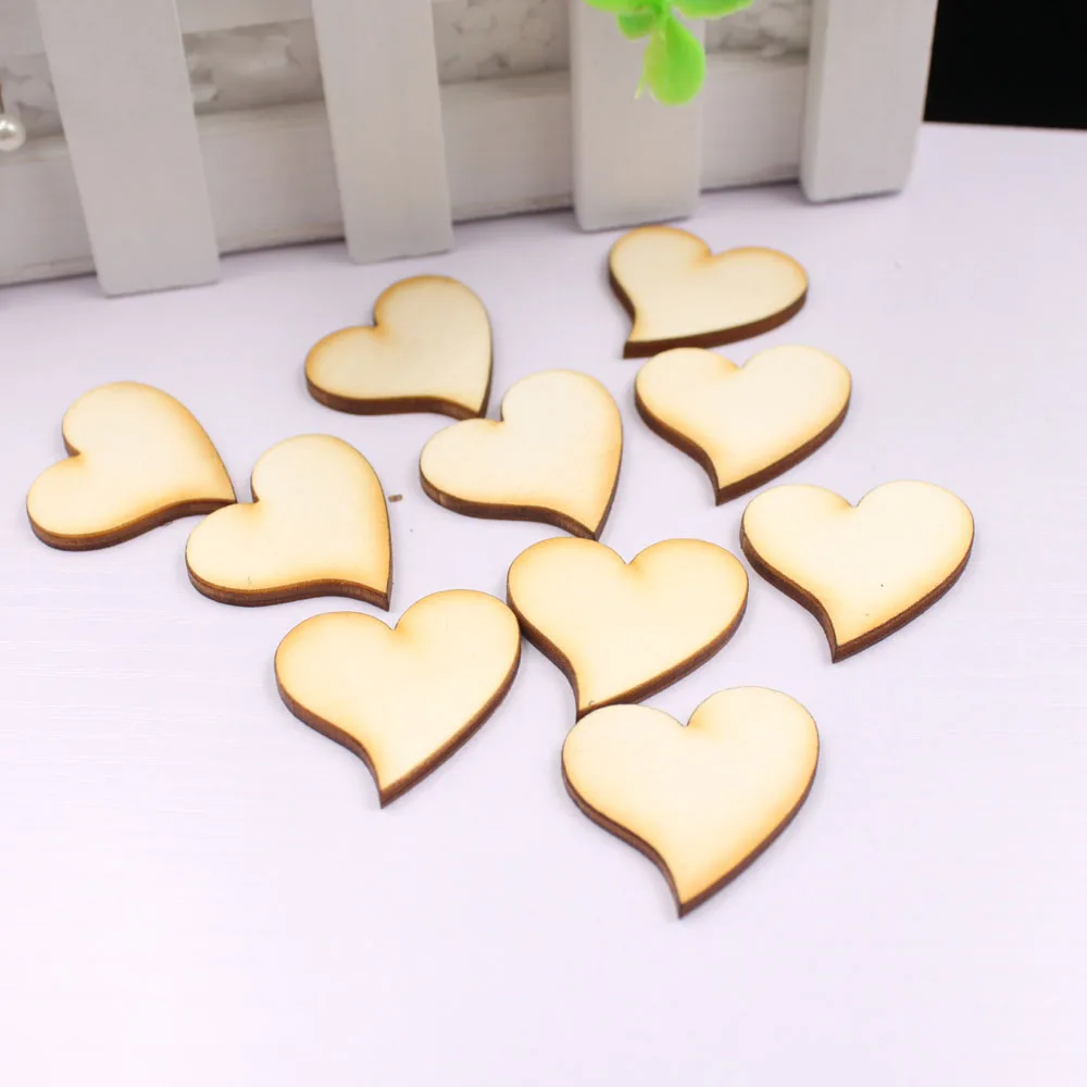 

Simple DIY 50Pcs Wood Wooden Hearts Embellishment Kid Art Decor Scrapbooking Craft Card 30X30mm Painted Varnished Lovely Patten