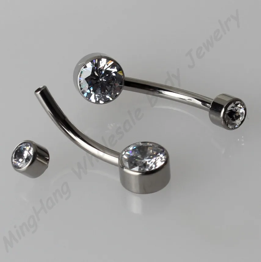 

1PCS G23 Titanium Navel Piercing Internal Thread Belly Button Rings Double Crystal Gems Navel Bars Piercing Belly Rings Jewelry