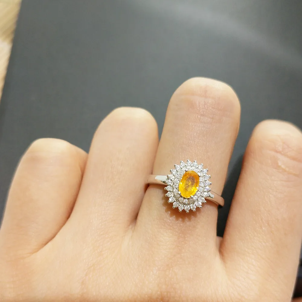 FLZB, модное Ювелирное кольцо желтого цвета, натуральный сапфир, драгоценный камень 925 пробы, серебряное кольцо с покрытием из белого золота 18 К, классическое кольцо