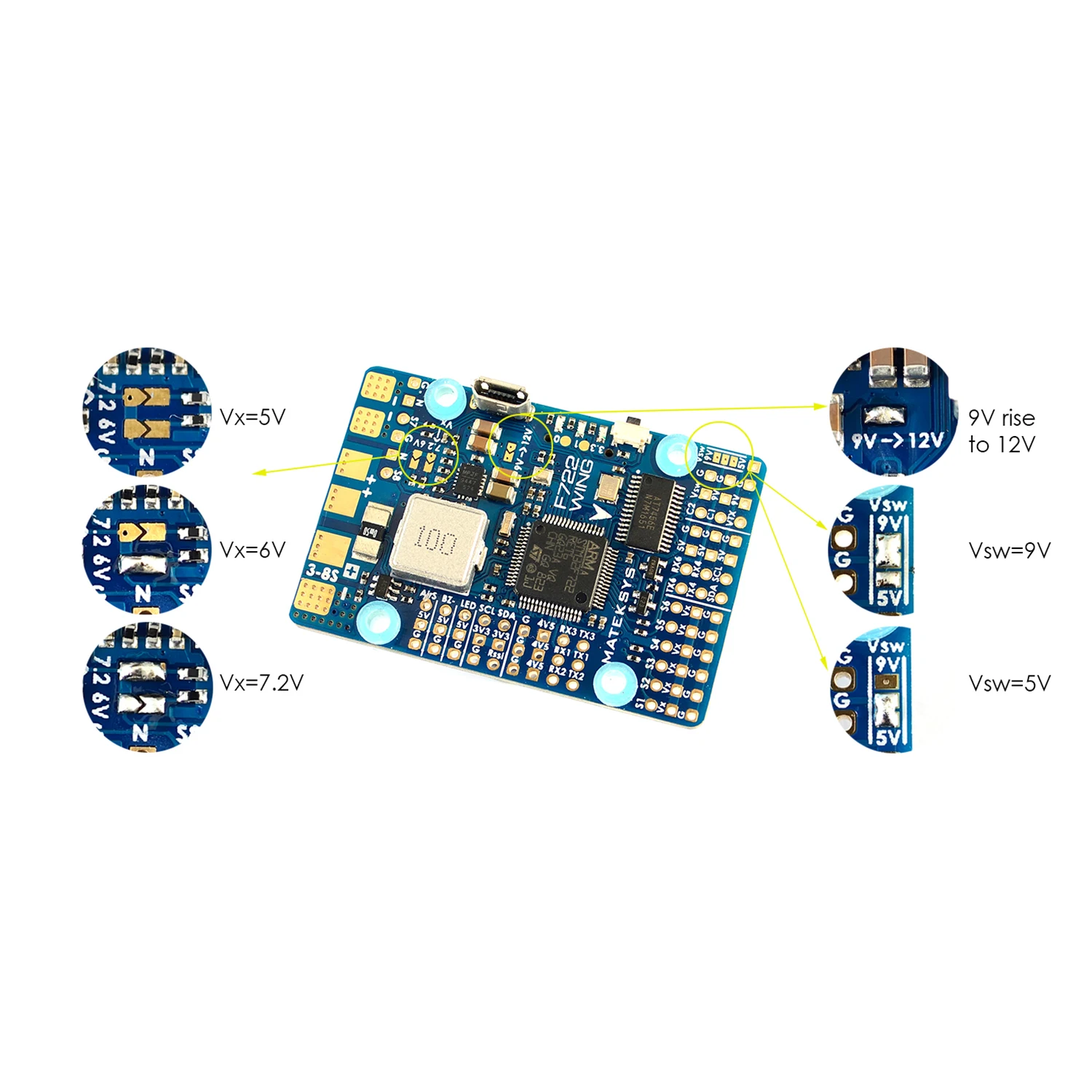 Matek Systems Mateksys F722-WING игровые джойстики F722 крыло FC с PDB Поддержка 3~ 6S Fly крыло с неподвижным крылом