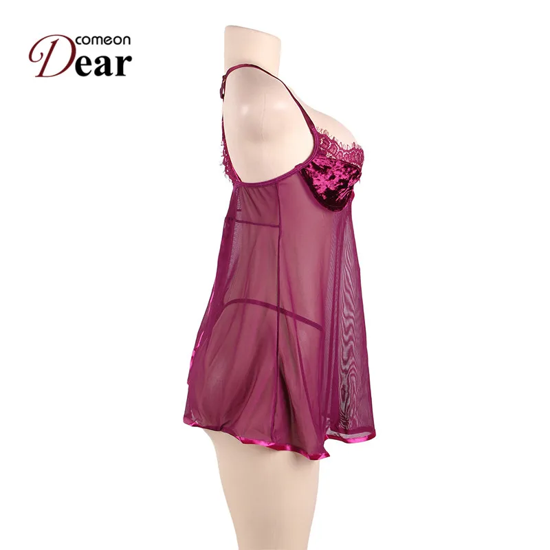 Comeondear Velvet Underwire Cups With A Scalloped Lace Trim Costume Sexy Babydoll Dress Plus Size Babydoll Lingerie Sexy RK80602 Comeondear Velvet Underwire Cups With A Scalloped Lace Trim Costume Sexy Babydoll Dress Plus Size Babydoll Lingerie Sexy RK80602