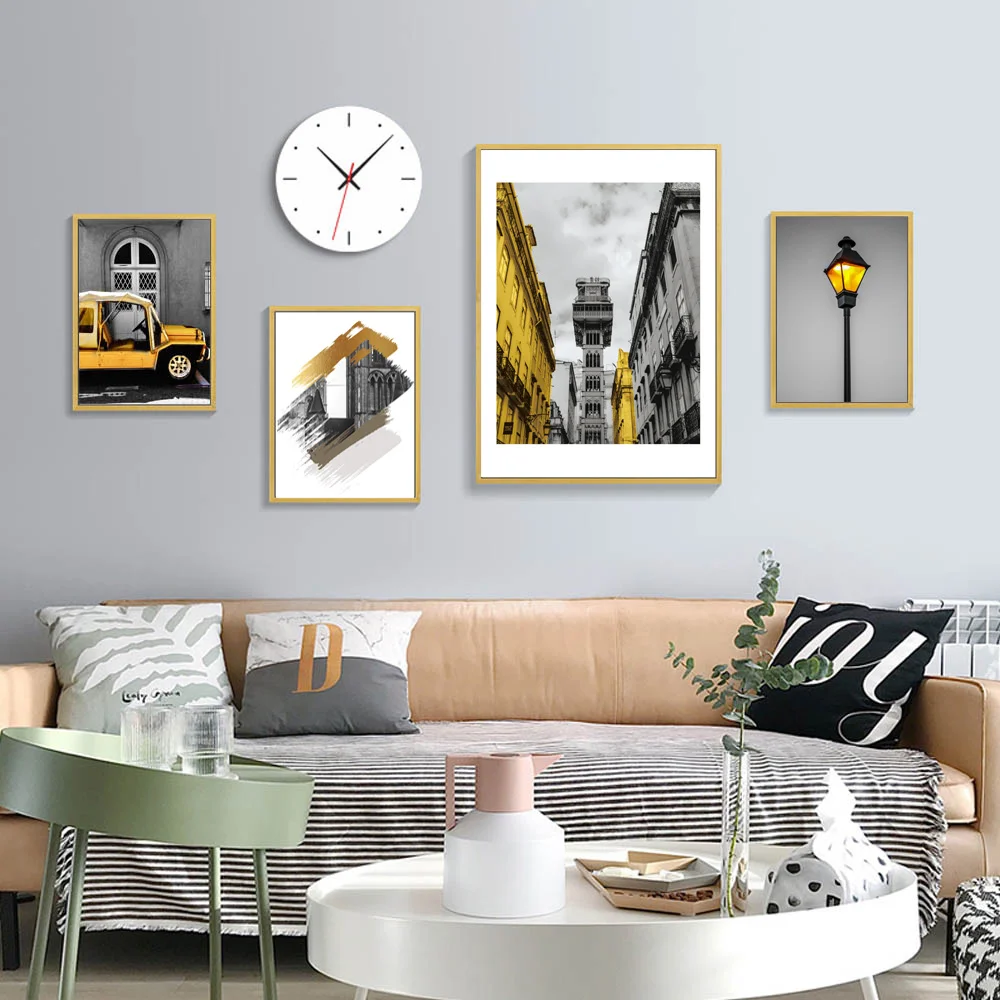 Abstract Wall Art Painting Nordic Poster City Landscape Wall Pictures For Living Room 5 Pieces Posters And Prints Unframed