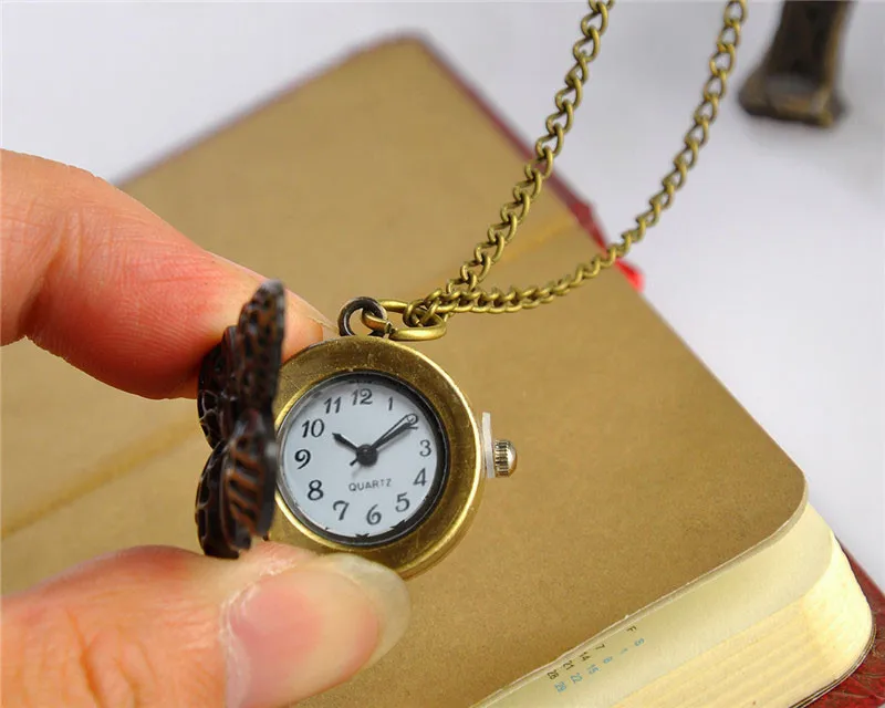 Новинка, кварцевые карманные часы с бабочкой, ожерелье, подвеска, цепь, часы, подарок для бабушек, рм, cep saati reloj de bolsillo zakhorloge Relgio de