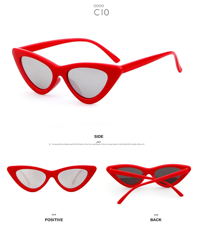 Кто милашка небольшой "кошачий глаз" в стиле 90-х солнечные очки, сексуальные Для женщин Винтаж солнцезащитные очки "кошачий глаз" оправа красные зеркальные линзы крошечные 80s 90 солнечные очки тёмные очки 440B