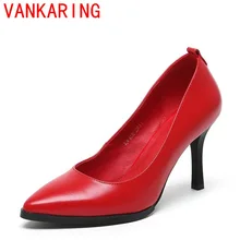 VANKARING shoes 2016 summer new zapatos mujer superstar genuine leather pumps high quality pointed toe elegant shallow shoes