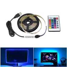 พอร์ต USB 5 V LED ภายใต้ตู้ Light RGB โคมไฟสำหรับตู้เสื้อผ้าตู้ HDTV TV Desktop PC ตกแต่งแสง 1 M 2 M 3 M 4 M 5 M(China)