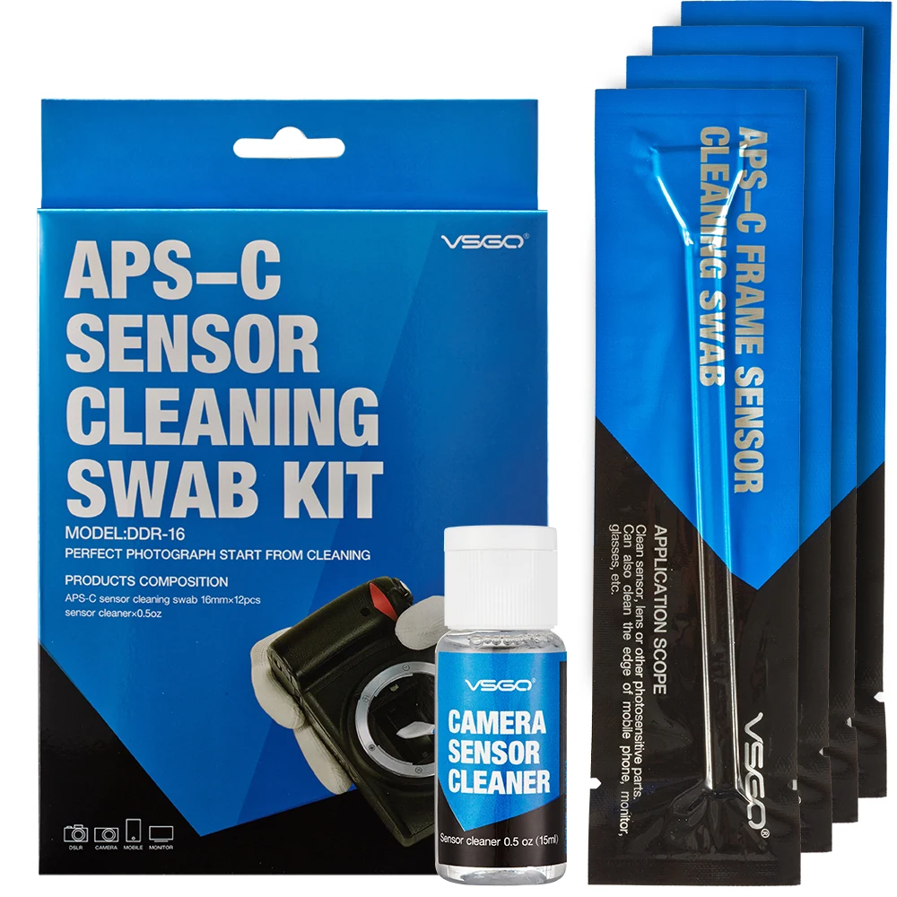 DSLR Camera Sensor Cleaning Swabs Kit 12pcs with Liquid Cleaner Solution for Nikon Canon Sony APS-C Digital Cameras