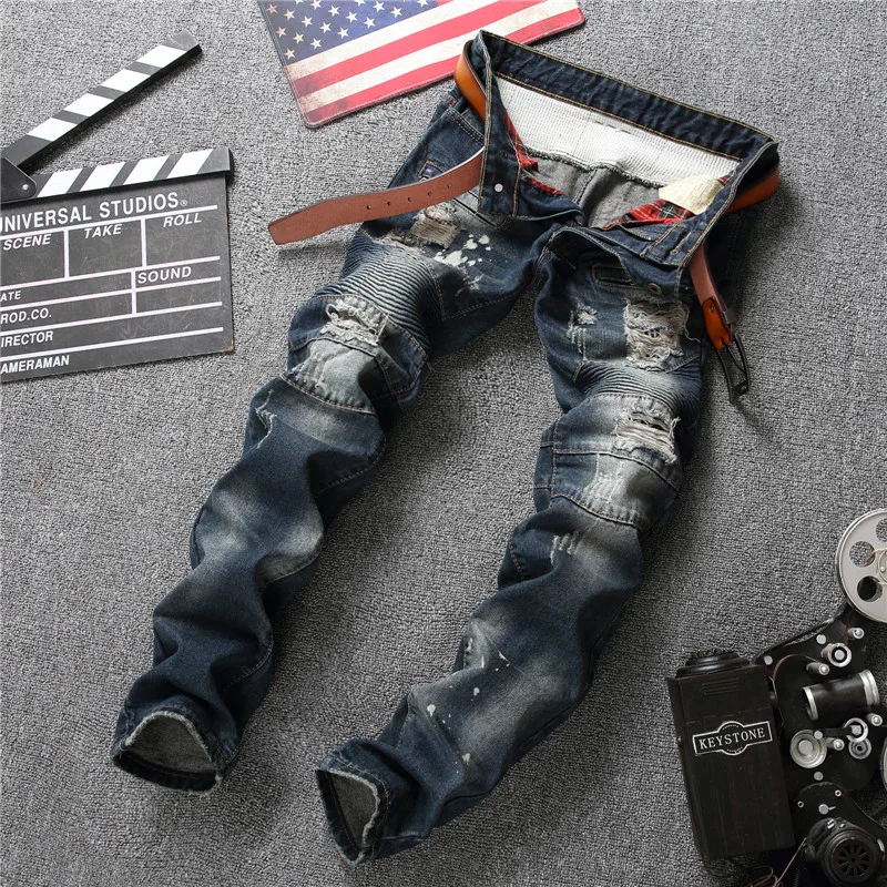 Men holes jeans pants 2018 spring and summer new european and american