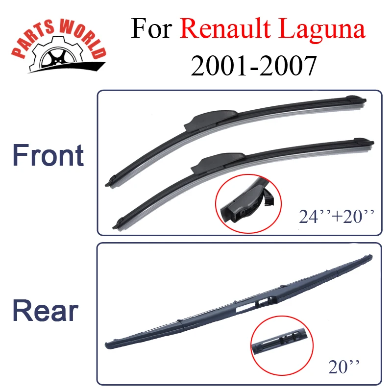 Wiper Blades For Renault Laguna 2001 2007 Rubber Front And Rear