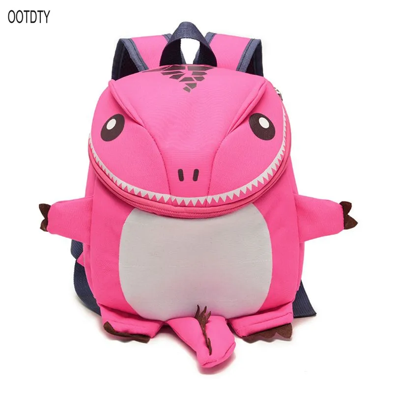 Рюкзак с 3D динозавром для мальчиков, Детские рюкзаки для детского сада, маленький школьный рюкзак для девочек, школьные сумки с животными, плюшевые рюкзаки - Цвет: Розовый