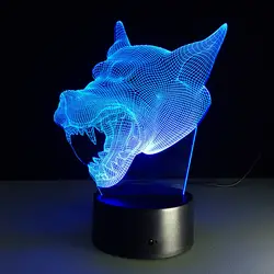 3D лампа 7 цветов волк светодиодный ночник для детей сенсорный светодиодный USB Настольный Lampara Lampe детский спальный светодиодный ночник лава