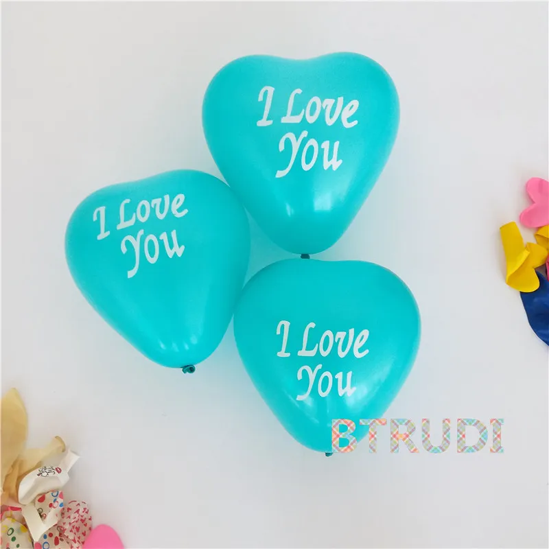 

10inch 2.2g heart I LOVE YOU Printing LaTeX balloons 50pcs /lot Valentine's day wedding Decorative ballon High quality balloon