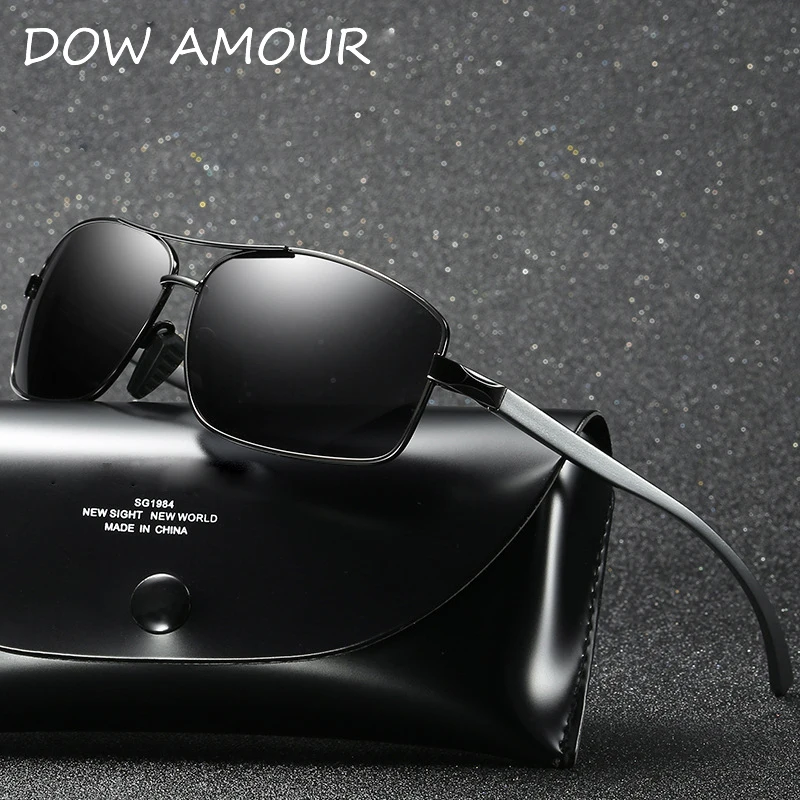 DOW AMOUR Classic Brand Designer Polarized Sunglasses Alloy black frame